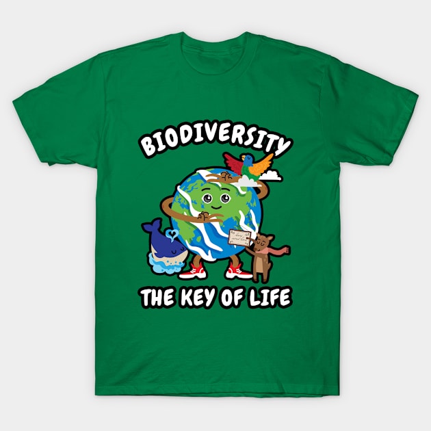 🦜 Biodiversity Is the Key of Life, Save the Earth T-Shirt by Pixoplanet